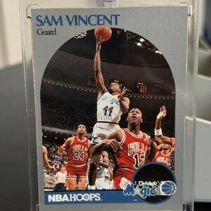 1990-91 NBA Hoops Michael Jordan, Sam Vincent Michael Jordan Wearing #12 Jersey